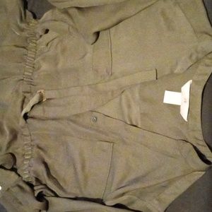 H & M small dark olive green short long short utility dress